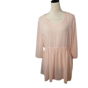 RUE 21 Peach, Sheer,  Babydoll top Size XL Juniors